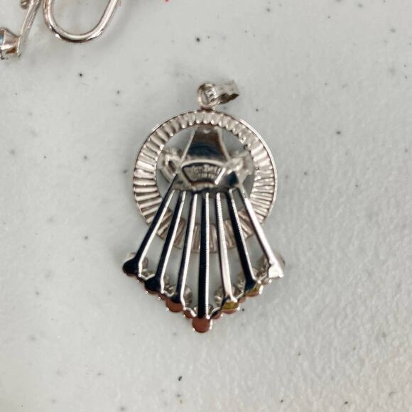 Vintage Van Dell Sterling Silver Blue Rhinestone Pendant Screw Post Earring Set - Picture 5 of 6